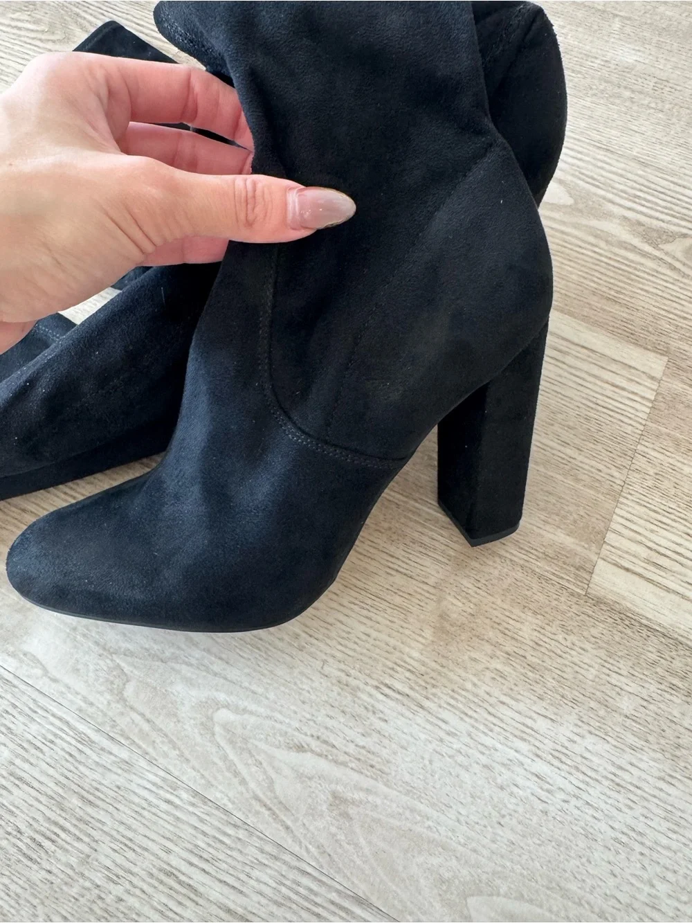 Steve Madden Black Over-the-Knee Boots with Red Rose Embroidery 8.5